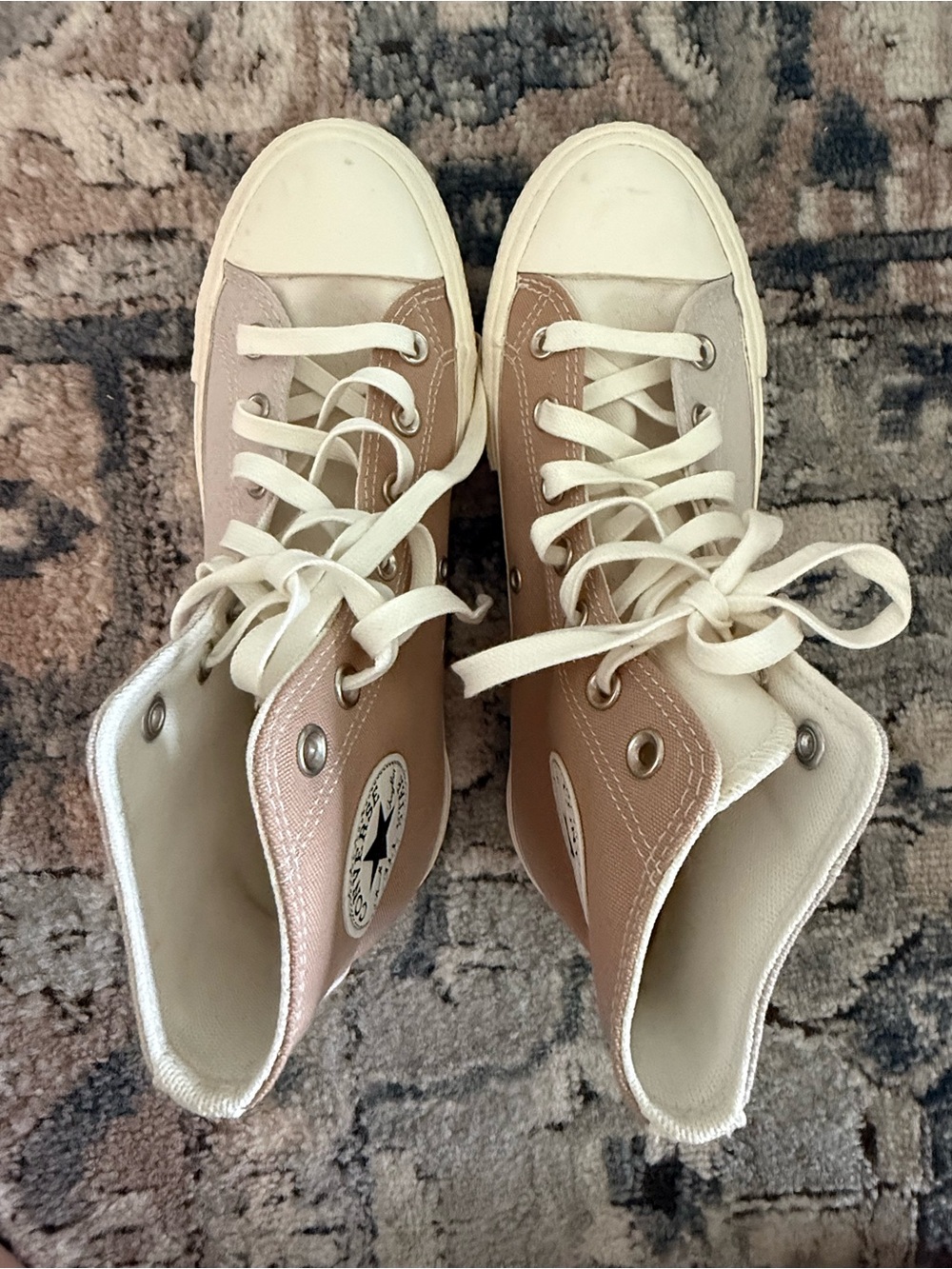 Converse High Top Sneakers in Cream and Light Pink - Picture 7 of 7